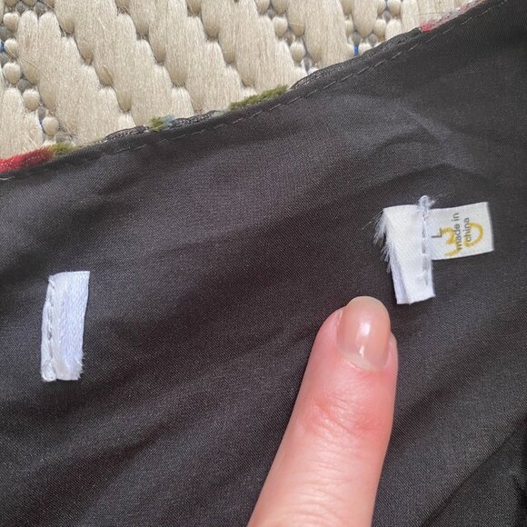 ASTR THE LABEL Floral Velvet Burnout Mini Dress L Black Red Ruffled Whimsigoth - Picture 9 of 16